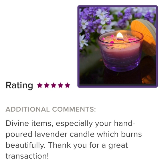 🆕♡ Handmade Lavender Scented Candle With Crystal Pendant & Bamboo Lid 2 Left - Picture 16 of 16